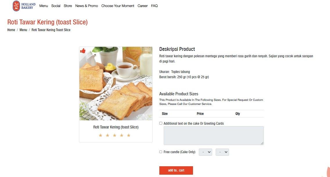 Contoh Bakery Products Order Form
