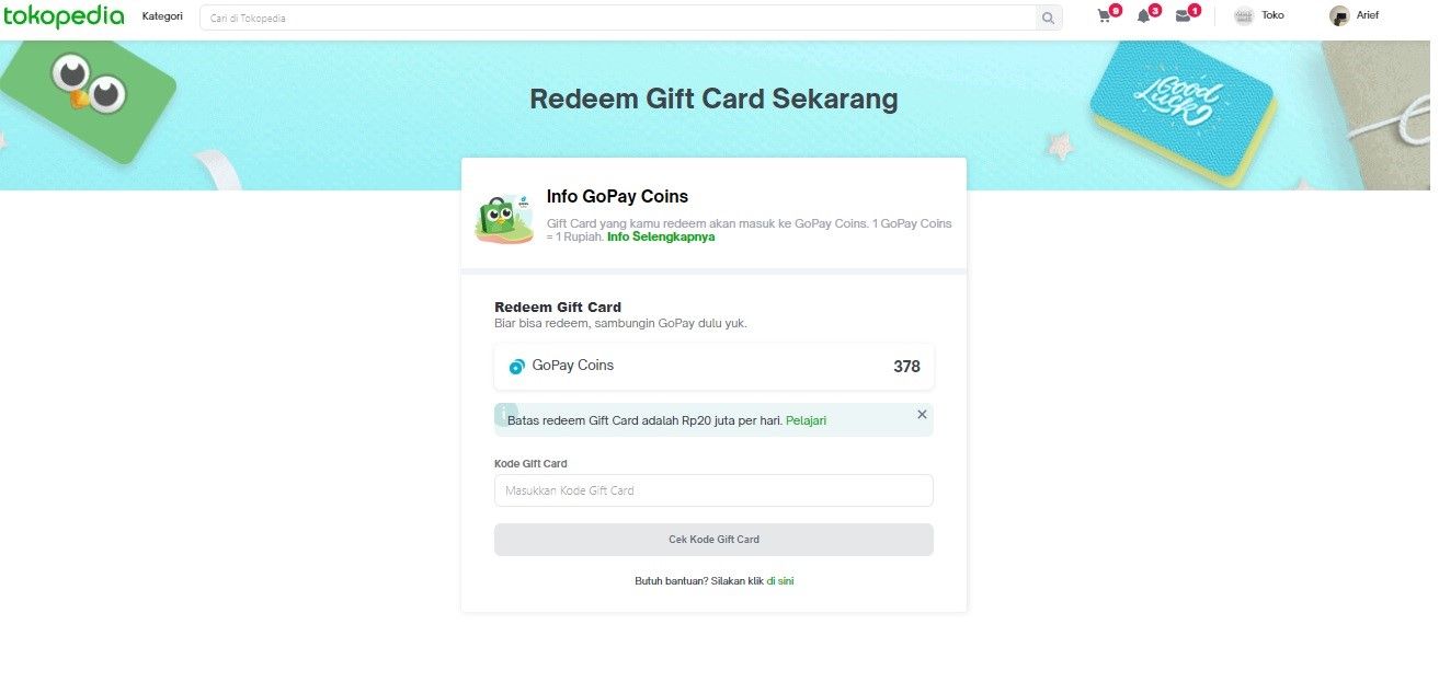 Contoh Gift Card Order Form