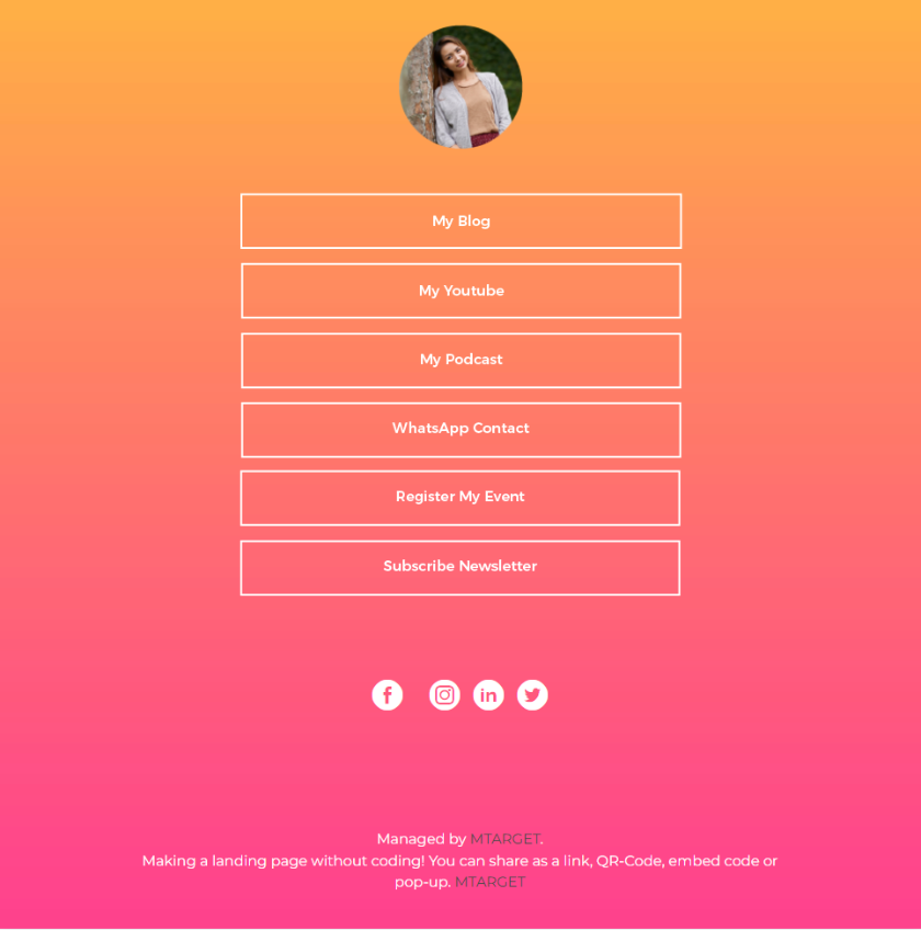 Contoh Template Landing Page Profile Page