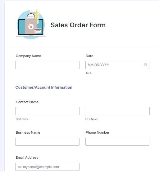 Contoh Sales Order Form