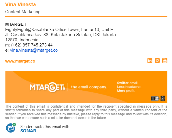 Contoh Email Footer Efektif MTARGET