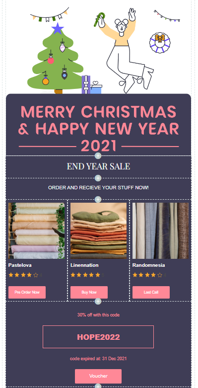 Contoh Template Email Seasonal End Year Promo